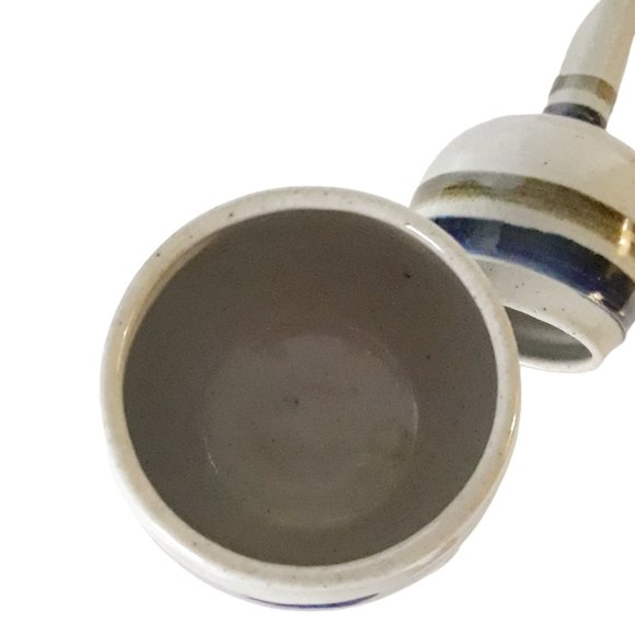 Art Pottery Wine Glass Goblets Chalice Set Of Two Blue Cream by Chris Stender - Picture 2 of 4